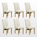 6 X 1home Leather Ivory Dining Chair W Oak Finish Wood Legs Roll Top High Back