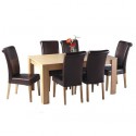 Worldstores Dunoon Oak Veneer Dining Table & 6 Espresso Chairs Set