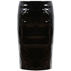 Ladies Shiny Pvc Wetlook Back Zip Womens Bodycon Vinyl Party Celeb Pencil Skirt