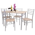 Florida 5 Piece Dining Table And 4 Chair Set. Breakfast, Kitchen, Wooden, Metal (light Oak)