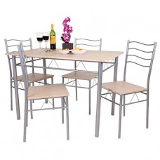Florida 5 Piece Dining Table And 4 Chair Set. Breakfast, Kitchen, Wooden, Metal (light Oak)