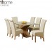 1home Glass Top Oak Cross Base Dining Table Set W/ 4 6 Leather Chairs Room Furniture 160cm (table With 6 Chairs)