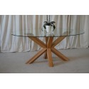 Venice 4ft6 Round Glass And Oak Dining Table