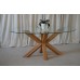 Venice 4ft6 Round Glass And Oak Dining Table