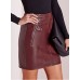 Achicgirl Women's Pu Leather Zipper Bodycon Mini Skirt, Brown S