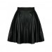 Ladies Womens Sexy High Waisted Faux Leather Pu/pvc Wet Look Shiny Elasticated Skater Mini Skirt Black Size 8 10 12 14 (m/l(12-14), Black)