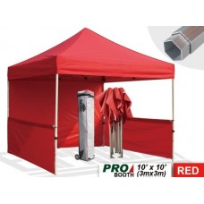 Eurmax Professional 3 X 3m Pop Up Gazebo, Aluminum Frame Trade Show Marquee Commercial Event Tent With Sides With Wheeled Carry Bag Bonus 4 Pcs Weighted Bags (red)