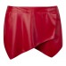 New Womens Pvc Pu Wrap Mini Skirt Skort Wet Look Irregular Hem Shorts Culottes [uk 12 - Aus 12 - Us 8 = Red]