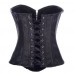 Muka Vintage Fashion Pvc Faux Leather Boned Corset Bustier With G-string - S