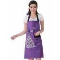 Moolecole Womens Kitchen Aprons Waterproof Bib Overalls Anti-oil Stain Adult Sleeveless Pvc Butterfly Pinafore Apron With One Pockets For Cooking Baking Purple