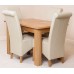 Hampton Solid Oak 120 Cm - 160 Cm Extending Dining Table & 4 Ivory Montana Dining Chairs