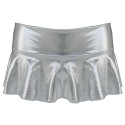 Tiaobug Womens Pantent Leather Pleated Mini Skirt With Inside Panties Clubwear Silver One Size