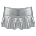 Tiaobug Womens Pantent Leather Pleated Mini Skirt With Inside Panties Clubwear Silver One Size