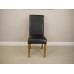 Rustic - Oak Fixed Table Dining Set With 4 Black Leather Chairs / Scroll Back