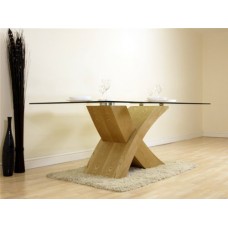 Modern Furniture Direct Valencia Glass And Wood Dining Table, Large, Beige