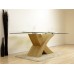 Modern Furniture Direct Valencia Glass And Wood Dining Table, Large, Beige
