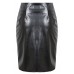 Black Pvc Asymmetric Zip Trim Pencil Skirt - Sz - 8