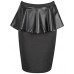 New Womens Plus Size Shinny Wetlook Pvc Skirts Tops Dress 16-18 Wetlook Peplum Skirt