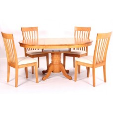Hgg Extending Dining Table And 4 Chairs - Dining Table And 4 Chairs - Round Extending Dining Table - 4 Seater Dining Set - Colour Light Oak