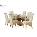 1home Glass Top Oak Cross Base Dining Table W/ 6 8 Leather Chairs Room Furniture 200cm (table With 6 Chairs)