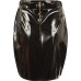 New Womens Pvc Pu Wet Look Shiny Zip Back Short Ladies Flared Mini Length Skirt - Black - 8