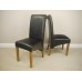 Rustic - Oak Fixed Table Dining Set With 4 Black Leather Chairs / Scroll Back
