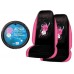A Set Of 2 Universal Fit Hawaiian Aloha Pink Seat Covers And 1 Comfort Grip Steering Wheel Cover