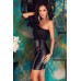 New Women's Black Faux Leather Skirt Dress With One Sleeve Top Casual Pvc Club Wear Evening Party Wear Size L 10-12