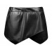 New Womens Pvc Pu Wrap Mini Skirt Skort Wet Look Irregular Hem Shorts Culottes - Black - Uk 12 - Aus 12 - Us 8