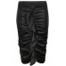 Dear-lover Women's Pvc Frill Pencil Midi Skirt Medium Size Black
