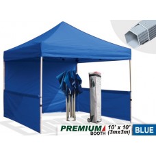 Eurmax Premium 3 X 3mtr Pop Up Gazebo, Trade Show Marquee, Aluminum Foot Legs, Commercial Event Tent With Sides, And Wheeled Carry Bag (blue)