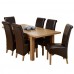 1home 100% Solid Oak Extending Dining Table Room Furniture Extendable 150cm To 195cm (table With 6 Chairs)