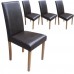 Set Of 4 Brown Leather Look Contemporary Dining Chairs