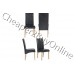 Sherwood 5pc Dining Set In Light Oak With Black Faux Leather Dining Chairs