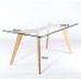 Charles Jacobs Dining Table With Solid Wood Oak Legs And Clear Glass Top For 4-6 Seats - Premium Quality Chelsea Range Furniture