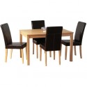 Worldstores Oakmere Dining Table & 4 Espresso Faux Leather Chairs Set