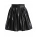 Women's Black Pu Skater Skirt (uk-12, Black)