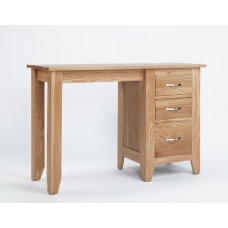Sherwood Oak Pedestal Dressing Table With 3 Drawers - Luxury Stylish Ready Made Bedroom Desks, Living Room, Home Office Study, Dining Room, Library, Fully Assembled High Quality Modern Solid Oak Furniture, Chamfered Edges Hard Wearing Long Lasting Constru
