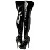 Ladies Womens Sexy Stilleto Stretchy Over The Knee Stretch Wide Fit Black Thigh High Boots Size (uk 5, Black Patent)