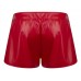 New Womens Pvc Pu Wrap Mini Skirt Skort Wet Look Irregular Hem Shorts Culottes [uk 12 - Aus 12 - Us 8 = Red]