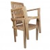 Trueshopping Outdoor Garden / Kitchen / Patio 5 Piece Derwent Teak Dining Set Comprising Of Folding Octagon Table With 4 Stackable Matching Armchairs