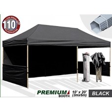 Eurmax 6 X 3m Pop Up Gazebo, Trade Show Marquee, Commercial Grade With Aluminum Foot Legs With Sides, And Wheeled Carry Bag (black)