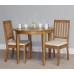 Round Solid Natural Finish Rubberwood Folding Table And 2 Chairs Dining Set