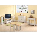 Metro Painted End Table - Lamp Table - Side Table With Under Shelf - Finish : Stone White Painted Sides And Oak Top - Living Room - Bedroom Furniture