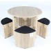 Charles Jacobs Dining Table With Four Black Stools Set Oak Finish, Space Saver Furniture - Premium Quality