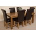 French Rustic Solid Oak 180 Diing Table & 6 Brown Washington Dining Chairs