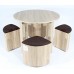 Charles Jacobs Space Saver Dining Table With Four Brown Stools Set Oak Finish - Premium Quality Furniture