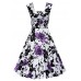 Oriention Women Sexy 50s Swing Vintage Retro Housewife Rockabilly Evening Party Dress Purple Flower Uk18