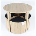 Charles Jacobs Dining Table With Four Black Stools Set Oak Finish, Space Saver Furniture - Premium Quality