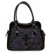 Dark Star Ornate Brocade Cotton/gloss-patent Pvc Handbag Ds/bg/7587 (black/purple)